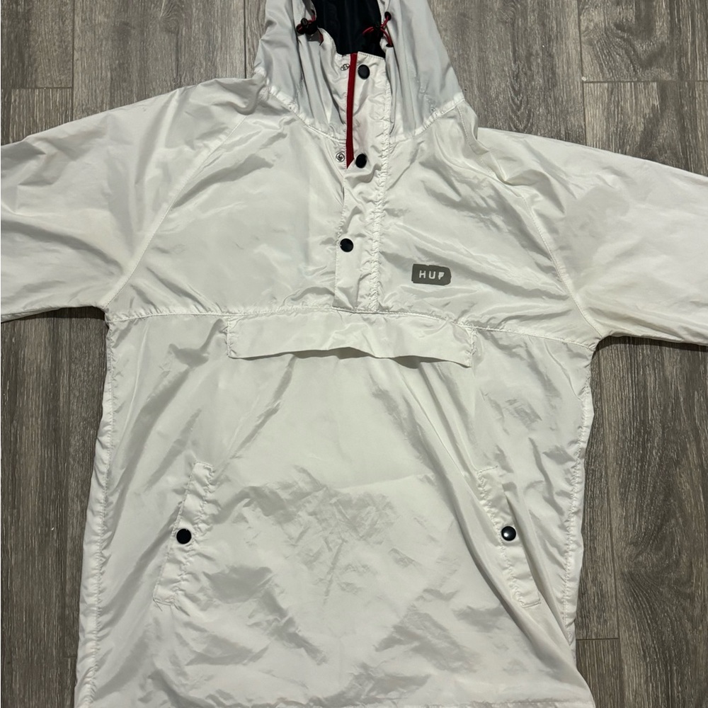 HUF Skate M Medium Hooded Anorak Windbreaker Pullover Windbreaker White